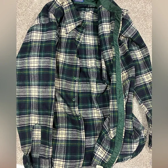 Pendleton vintage wool plaid shirt jacket XL green tartan USA made - Picture 5 of 7